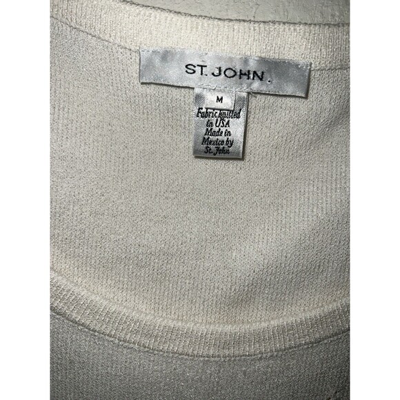 St John Santana Top Womens M Knit Top Perforated Tank Shell Ivory Vintage *READ - Picture 3 of 10
